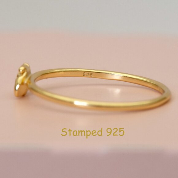 Gold Bumblebee Ring, Cute Nature Delicate Ring, Summer Stacking Ring, Size 7 - Picture 3 of 5